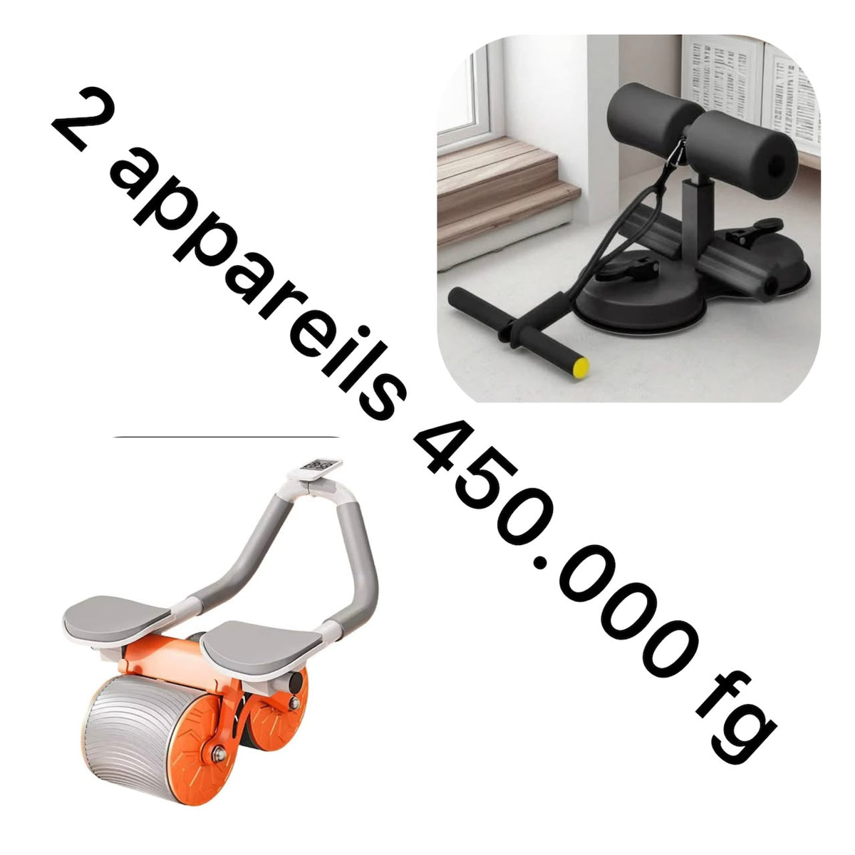 2 APPAREILS ABDOMINAL ROULETTE & fitness pieds sol